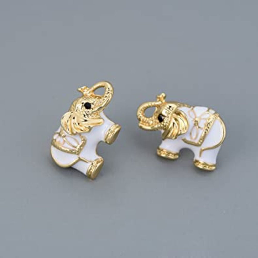 18k GP white Elephant rose earrings